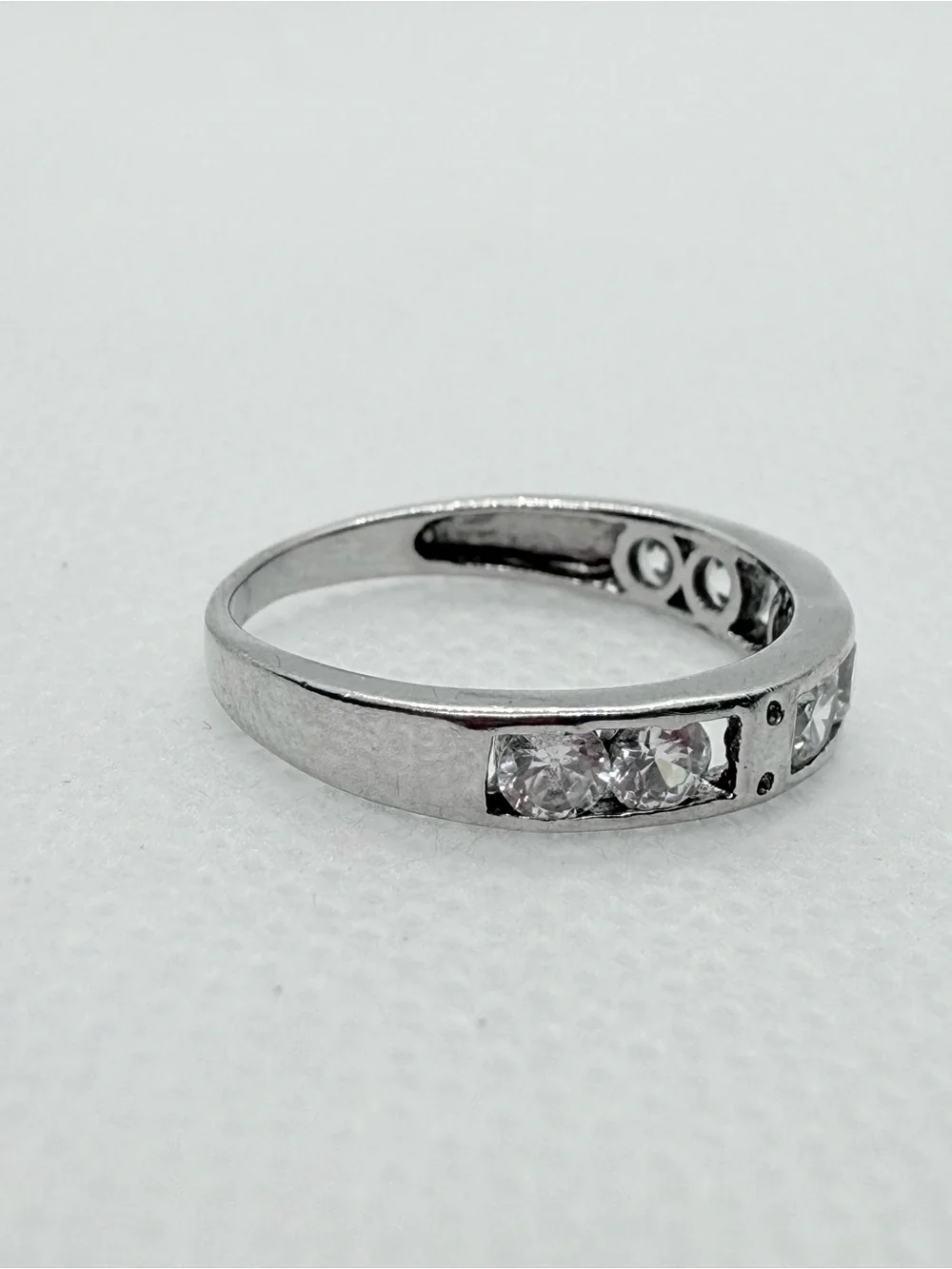Sterling 925 Silver CZ Channel-Set Band Ring - Clear